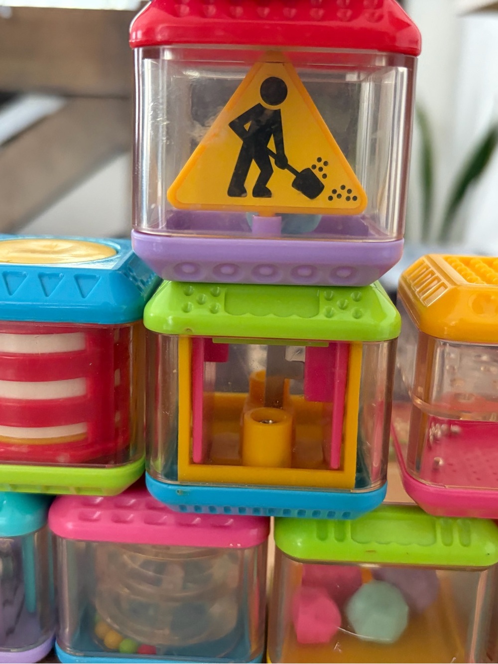 Fisher Price Peek-a-Boo Building Blocks Animals Sensory Play Toys Set Lot Of 9 - Picture 4 of 6